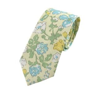 Men's Light Yellow Floral Slim Necktie